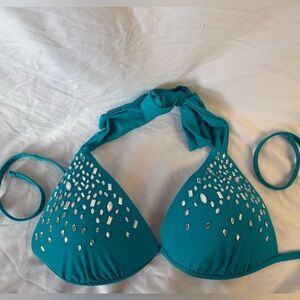 Push Up Miss Me Swimsuit medium blue w/ rhinestones